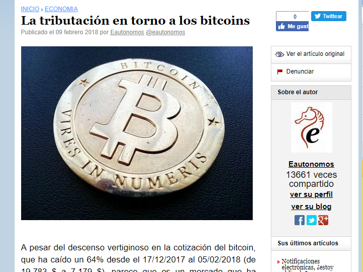La tributación en torno a los bitcoins – Febrero 2018